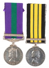 TWO CAMPAIGN MEDALS EII GSM Ma