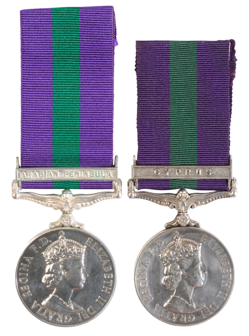 TWO CAMPAIGN MEDALS EII GSM Arabian