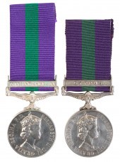 TWO CAMPAIGN MEDALS EII GSM Ar