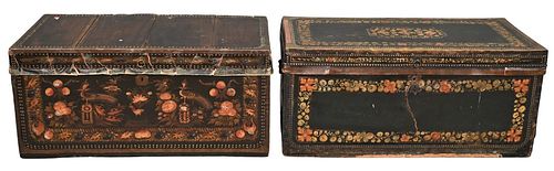 TWO CAMPHOR WOOD LIFT TOP CHESTS,