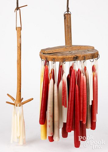 TWO CANDLE DRYERS, 19TH C.Two