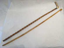 Two cane walking sticks one with