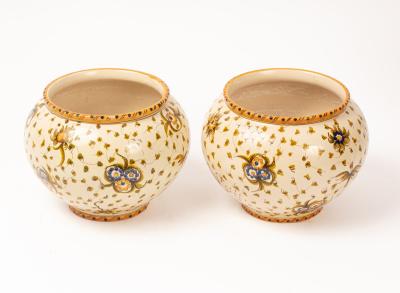 Two Cantagalli majolica globular