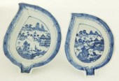 TWO CANTON NESTING LEAF DISHES