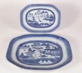 TWO CANTON PLATTERS, 19TH CENT