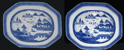 Two Canton porcelain roast platters