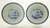 TWO CANTON RICE PLATES WITH TR