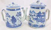 TWO CANTON TEAPOTS, 19TH CENTU