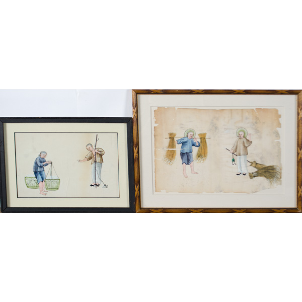 Two Cantonese Watercolors Chinese. 