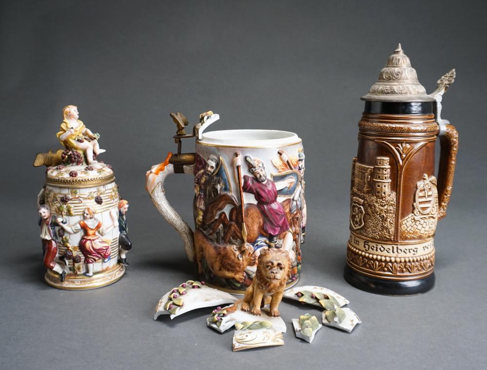 TWO CAPODIMONTE-TYPE LIDDED