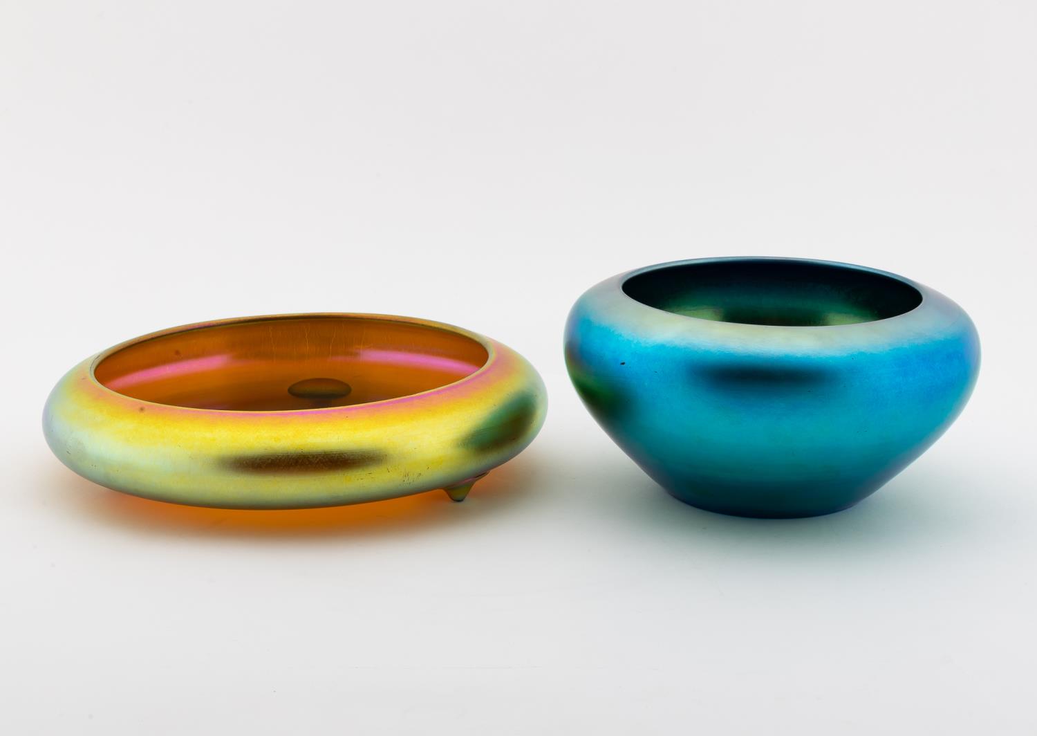 TWO CARDER STEUBEN IRIDESCENT