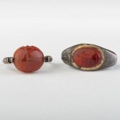 TWO CARNELIAN AGATE RINGSBoth