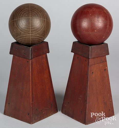 TWO CARPET BALLS, 19TH C.,
