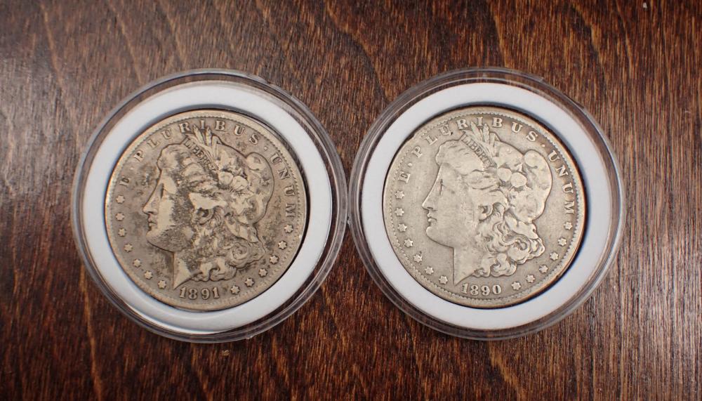 TWO CARSON CITY SILVER MORGAN