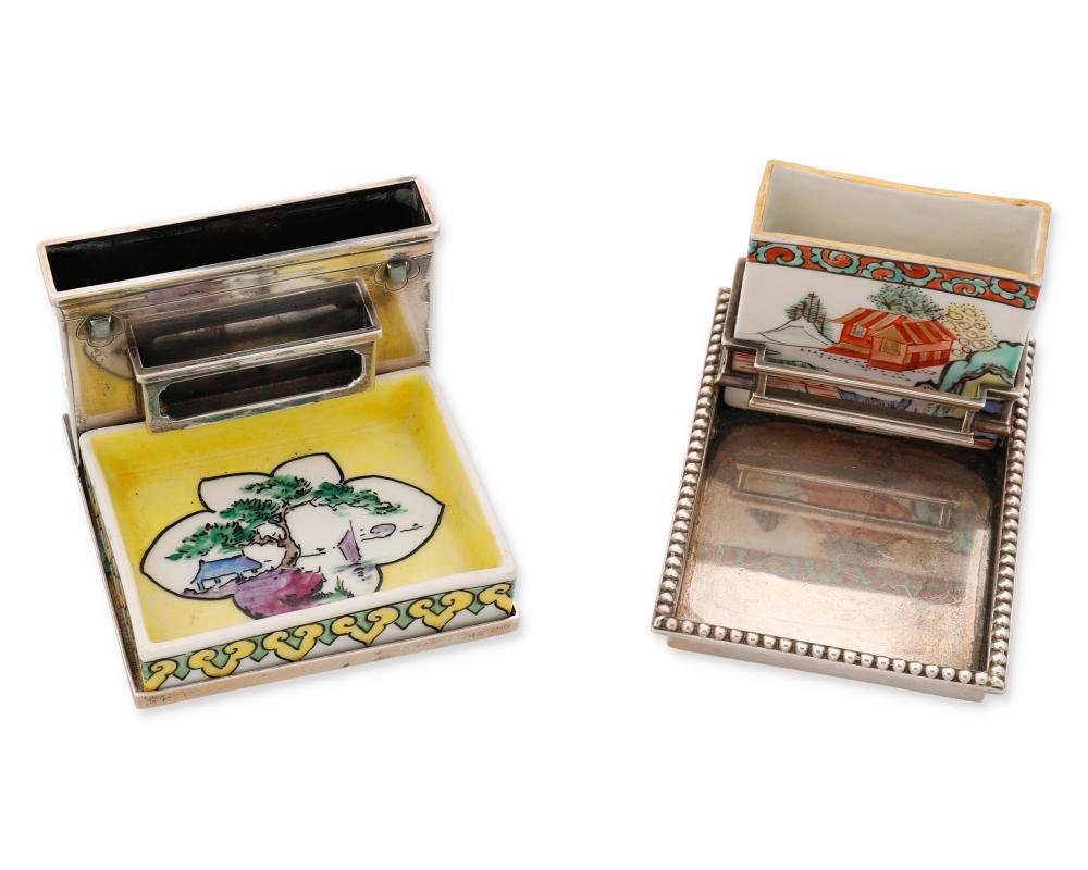 TWO CARTIER SILVER AND PORCELAIN