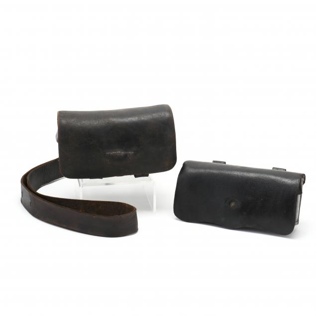 TWO CARTRIDGE BOXES Both leather,
