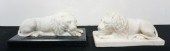 TWO CARVED ALABASTER RECUMBENT