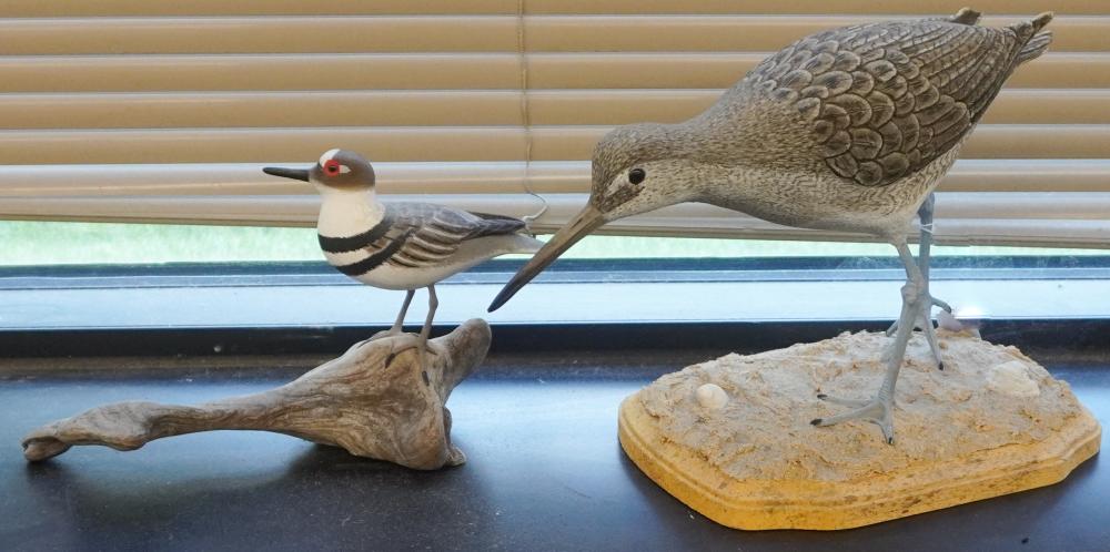 TWO CARVED AND DECORATED WOOD SHORE