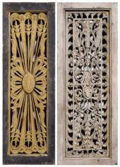 Two carved and painted archite