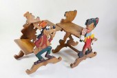 TWO CARVED AND PAINTED CHILD'S