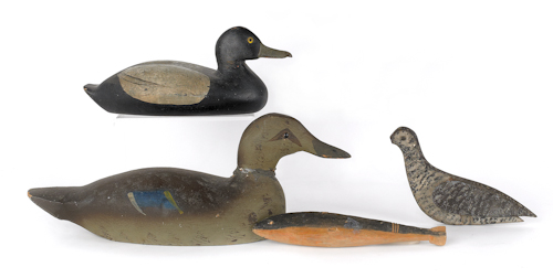 Two carved and painted duck