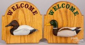 TWO CARVED AND PAINTED DUCK DE