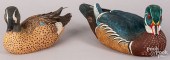 TWO CARVED AND PAINTED DUCK DE