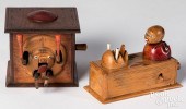 TWO CARVED AND PAINTED KNOB AC