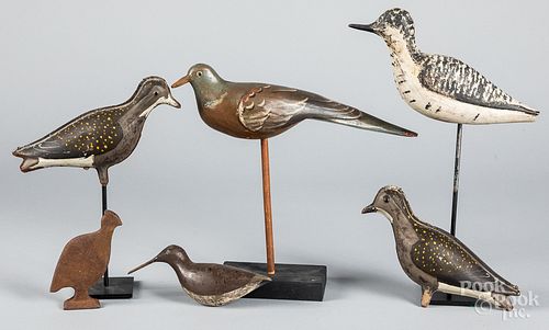 TWO CARVED AND PAINTED SHOREBIRD