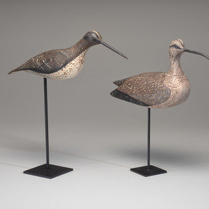 Two Carved and Painted Wood Shore