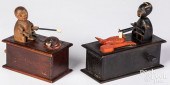 TWO CARVED AND PAINTED WOOD AN