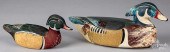 TWO CARVED AND PAINTED WOOD DU