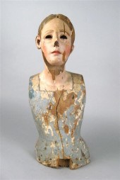 Two carved and painted wood ma