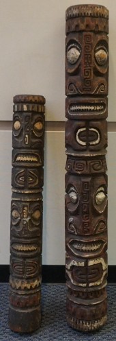 TWO CARVED AND POLYCHROME PAIN
