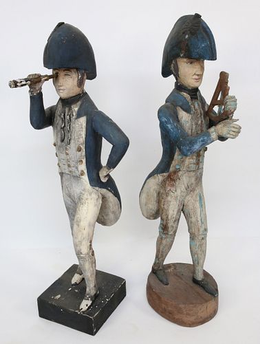 TWO CARVED AND POLYCHROMED FRENCH