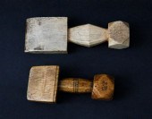 TWO CARVED ANTIQUE WHALEBONE S