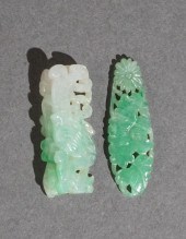 TWO CARVED APPLE GREEN JADE AM
