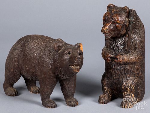 TWO CARVED BLACK FOREST BEARSTwo