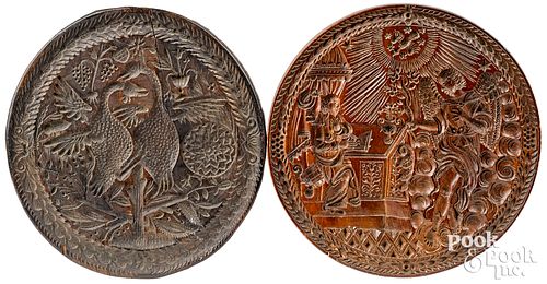 TWO CARVED CAKEBOARDS, 18TH C.Two