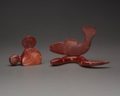 TWO CARVED CATLINITE SCULPTURE