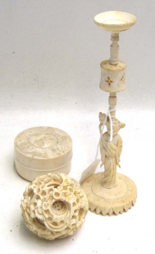 TWO CARVED CHINESE IVORIES: