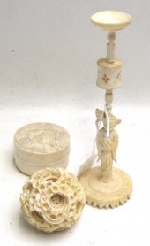 TWO CARVED CHINESE IVORIES: ni