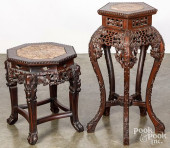 TWO CARVED CHINESE MARBLE PLAN