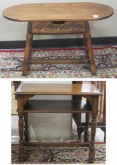 TWO CARVED FEUDAL OAK LIVING R