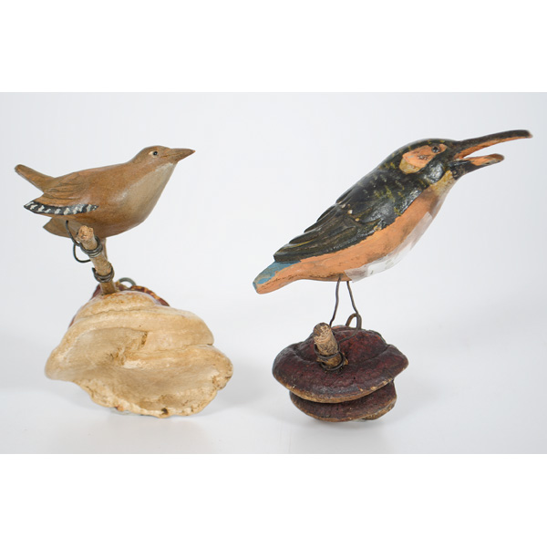 Two Carved Folk Art Birds