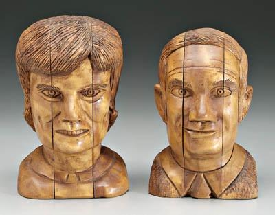 Two carved heads, Stringfield: