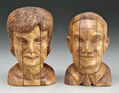 Two carved heads, Stringfield:
