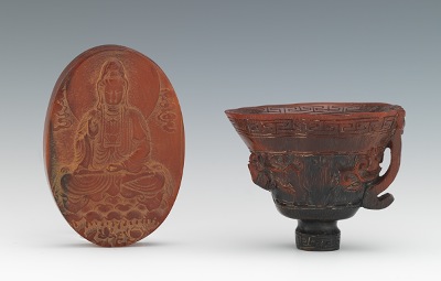 Two Carved Horn Objects Containing: