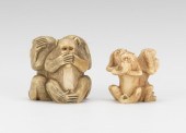Two Carved Ivory Carvings of M