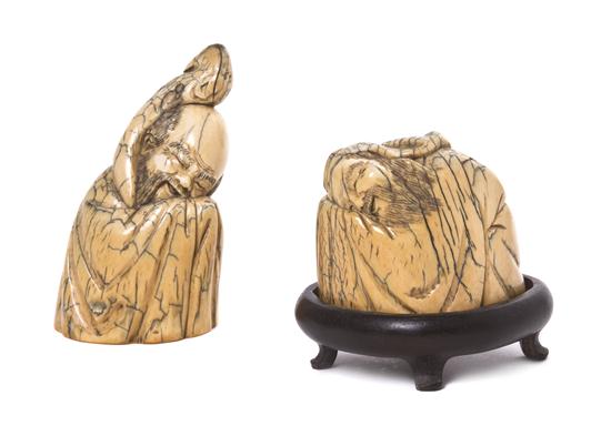 Two Carved Ivory Figures of
